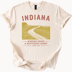 Indiana Graphic T Shirt Winding Roads Weathered Hands Scenic Nature Landscape St